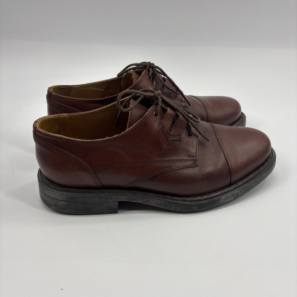 Men's Bacco Bucci Lace Up Oxfords Shoes Brown Leather - Size 8 - Italy - Picture 6 of 10